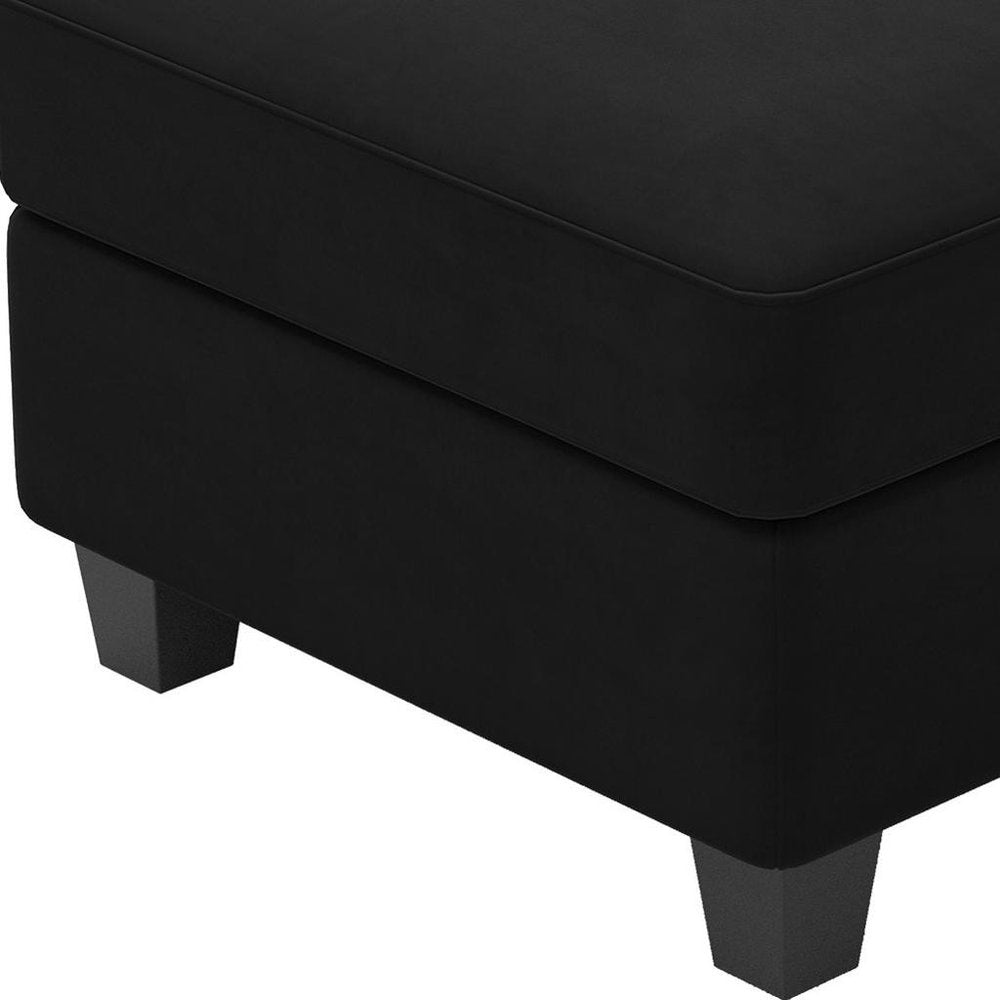 25" Black Velvet Ottoman With Storage HomeRoots