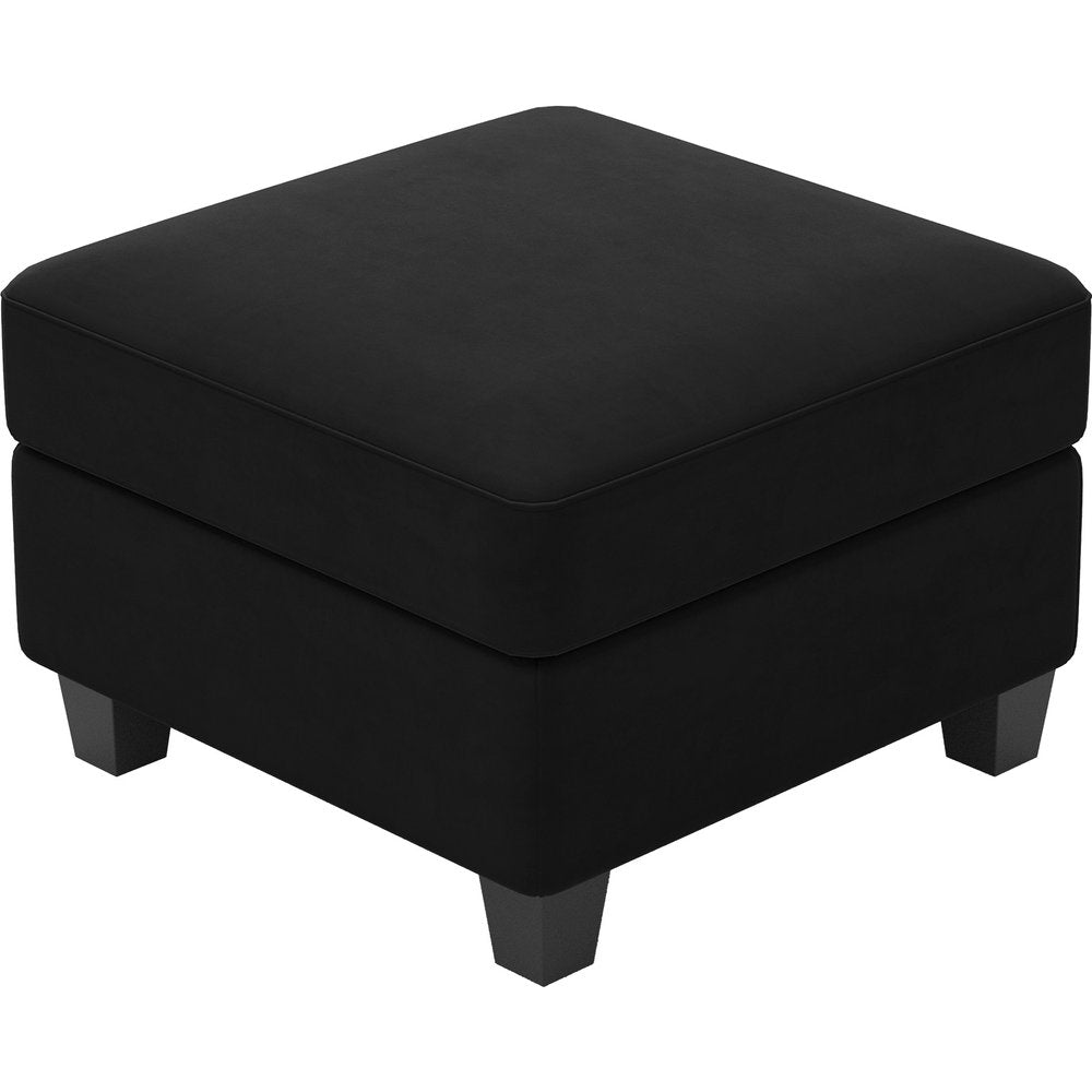 26" Gray and Black Chenille Storage Ottoman HomeRoots