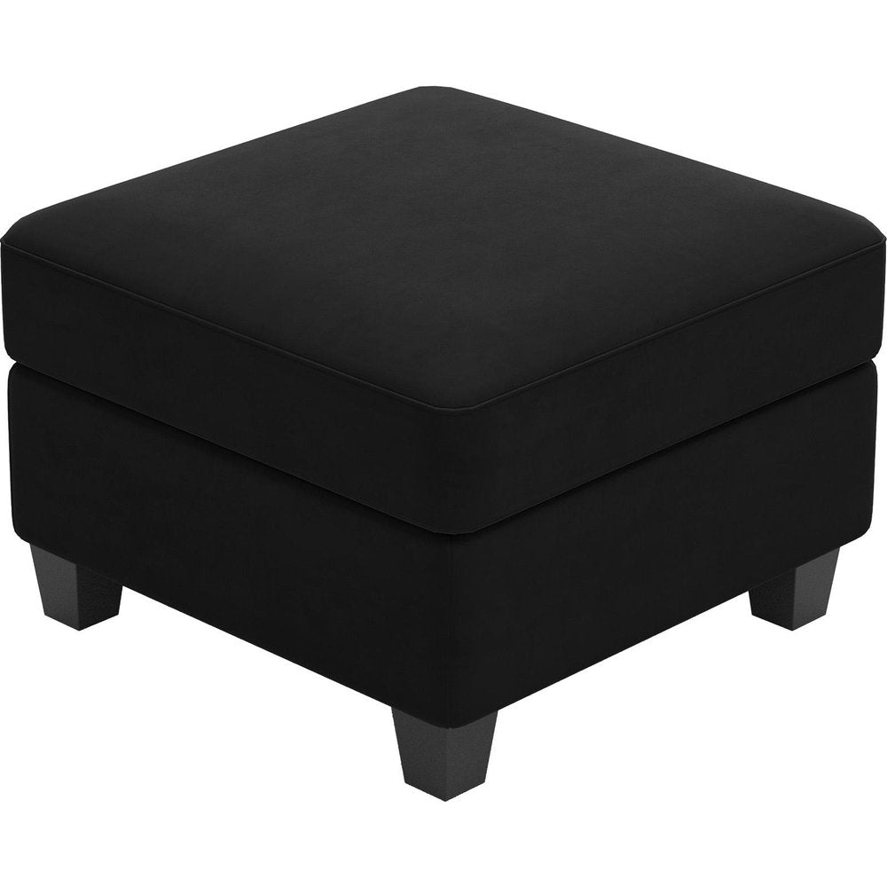 25" Black Velvet Ottoman With Storage HomeRoots