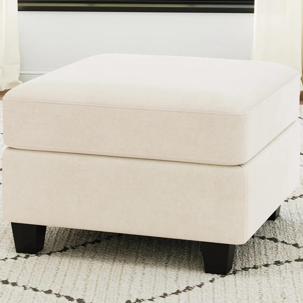 26" Gray and Black Chenille Storage Ottoman HomeRoots