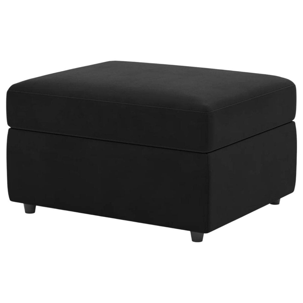 30" Black Velvet Ottoman With Storage HomeRoots