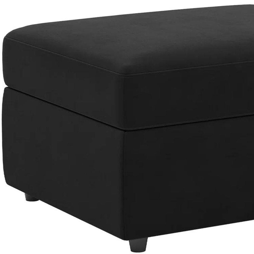 30" Black Velvet Storage Ottoman HomeRoots