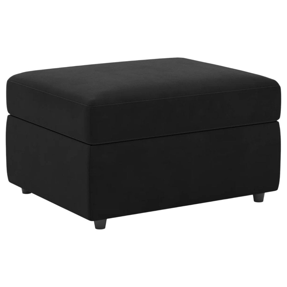 30" Black Velvet Storage Ottoman HomeRoots