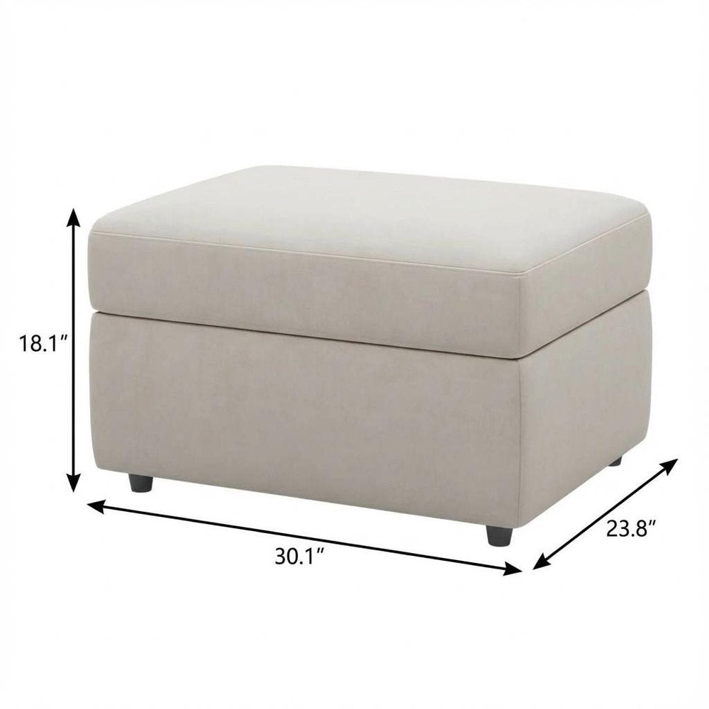 30" Black Velvet Storage Ottoman HomeRoots