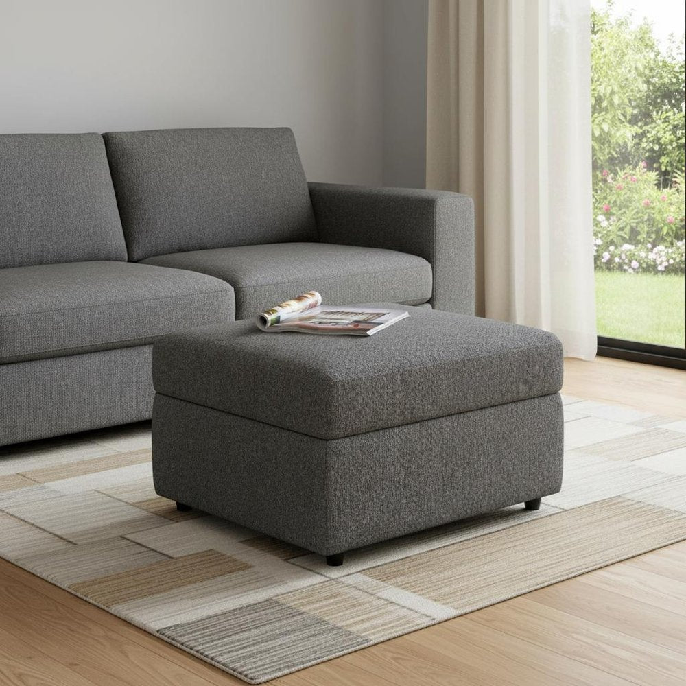 30" Black Velvet Storage Ottoman HomeRoots