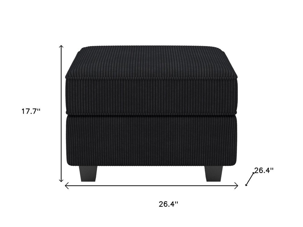 26" Teal Blue and Black Solid Wood and Microfiber Storage Ottoman HomeRoots