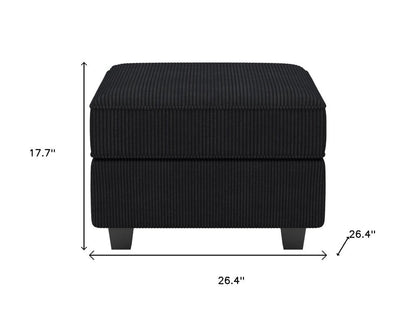 26" Teal Blue and Black Solid Wood and Microfiber Storage Ottoman HomeRoots