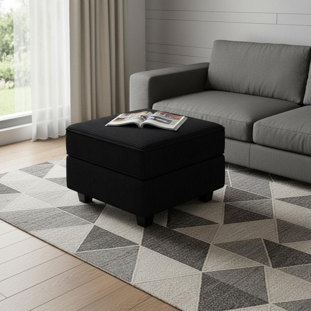 26" Blue And Black Velvet Ottoman With Storage HomeRoots
