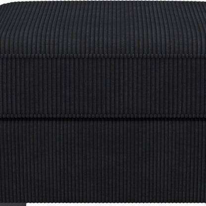 26" Blue And Black Velvet Ottoman With Storage HomeRoots