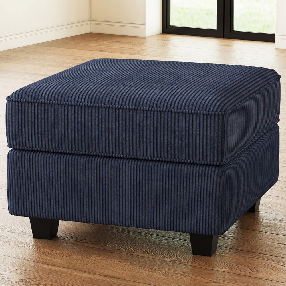 26" Blue And Black Velvet Ottoman With Storage HomeRoots