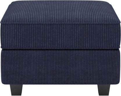 26" Blue And Black Velvet Ottoman With Storage HomeRoots