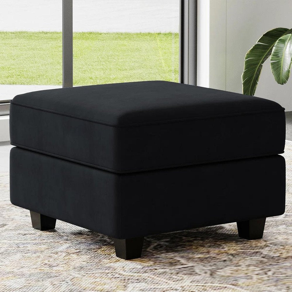 26" Black Faux Leather Ottoman With Storage — view 14