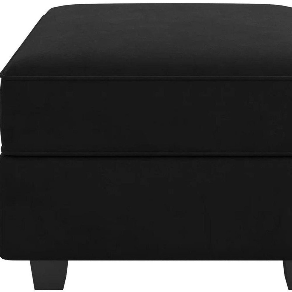 26" Black Faux Leather Ottoman With Storage