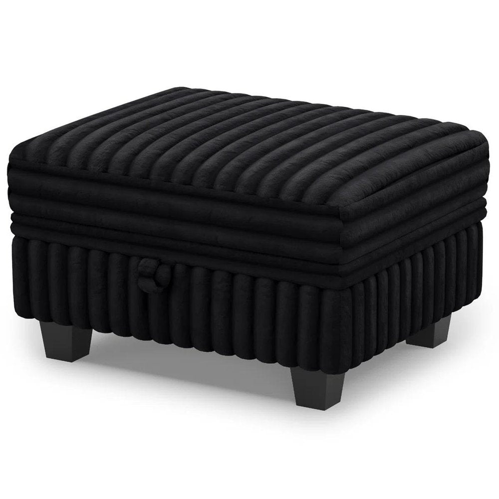 30" Black Faux Fur Ottoman With Storage HomeRoots