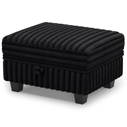 30" Black Faux Fur Ottoman With Storage HomeRoots