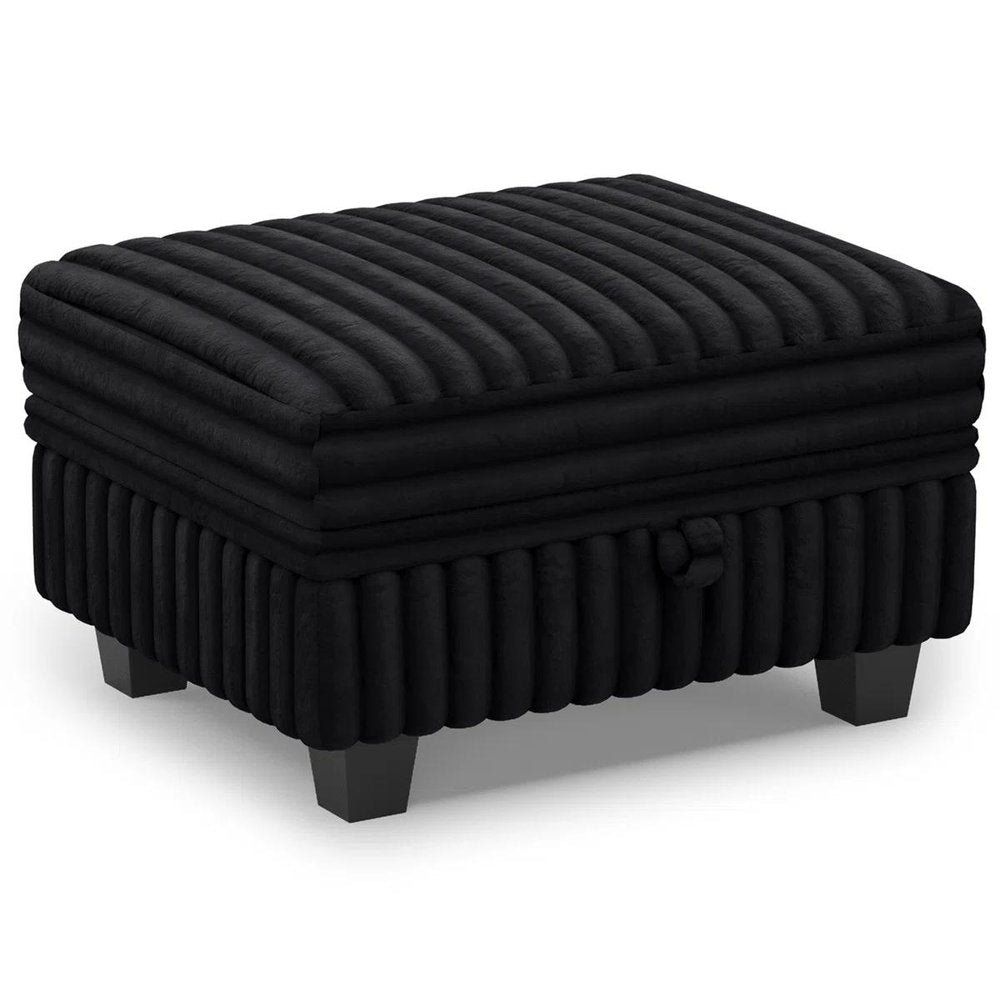 30" Black Faux Fur Ottoman With Storage HomeRoots