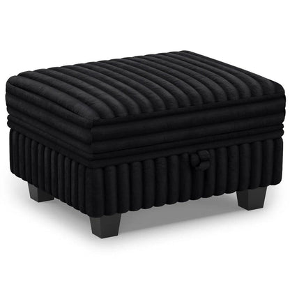 30" Black Faux Fur Ottoman With Storage HomeRoots