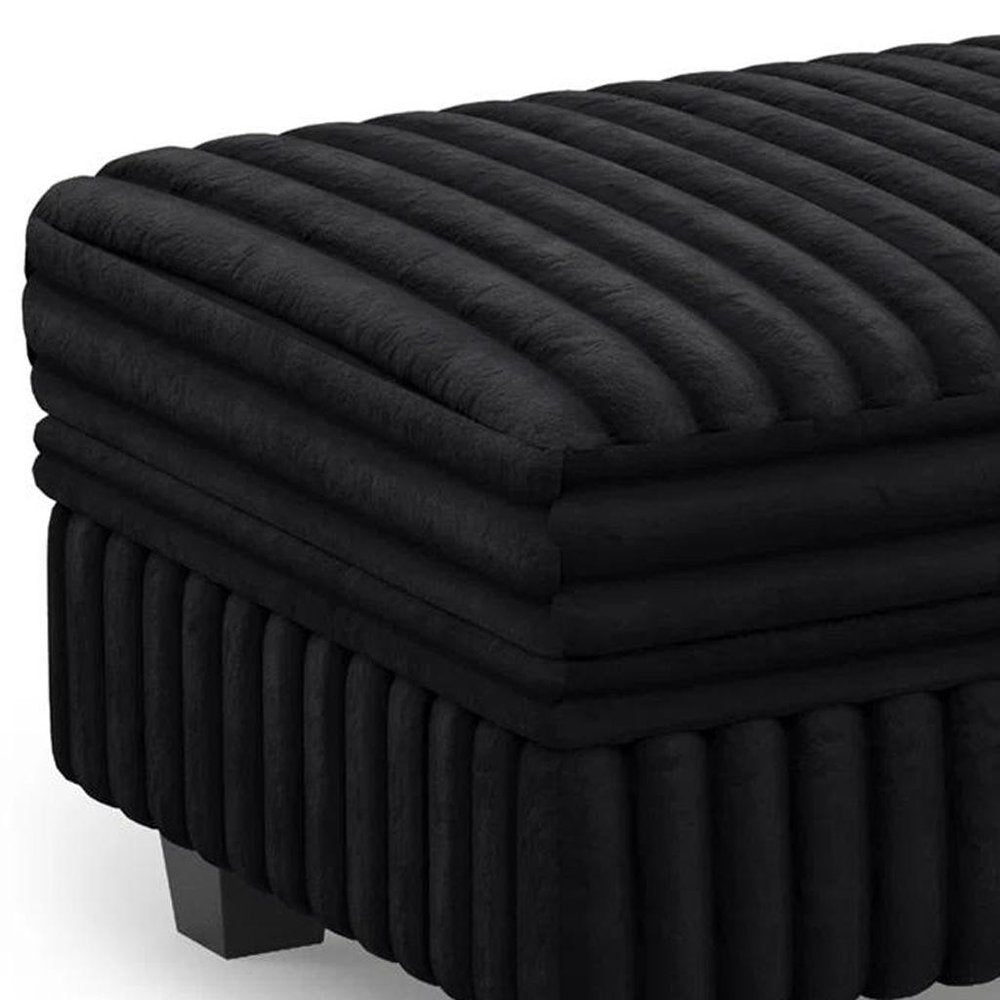 30" Black Faux Fur Storage Ottoman HomeRoots