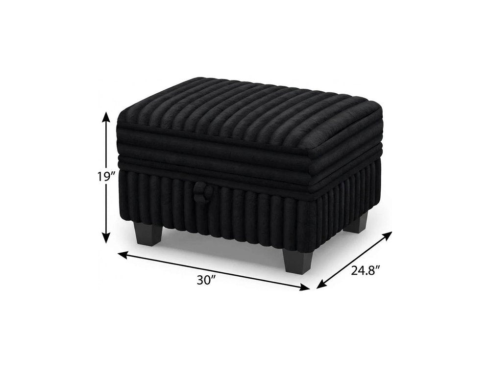 30" Black Faux Fur Ottoman With Storage HomeRoots