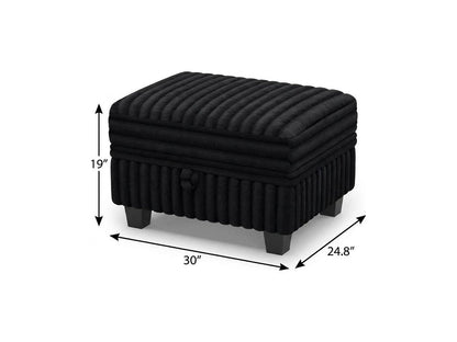 30" Black Faux Fur Ottoman With Storage HomeRoots