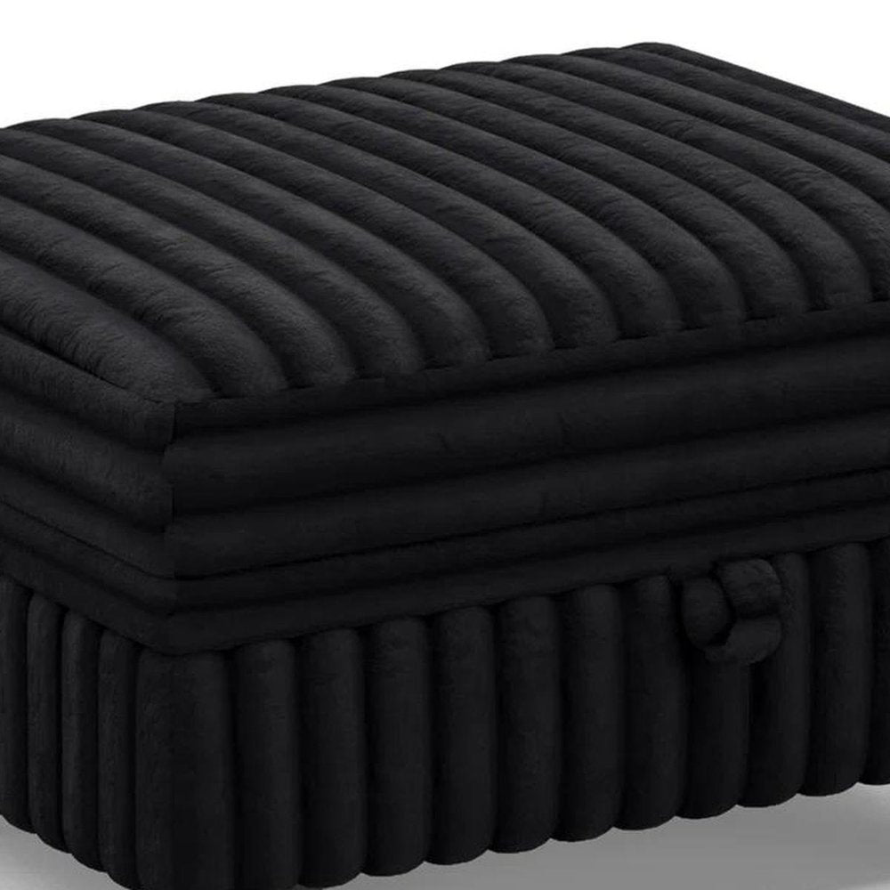 30" Black Faux Fur Ottoman With Storage HomeRoots
