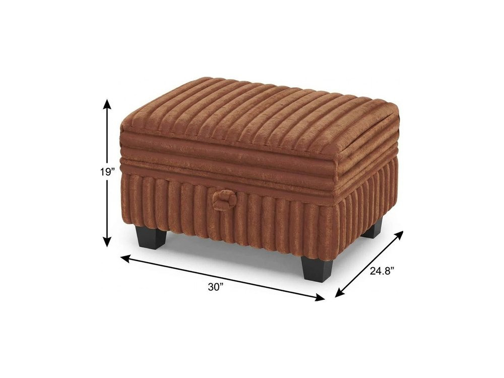 30" Black Faux Fur Storage Ottoman HomeRoots
