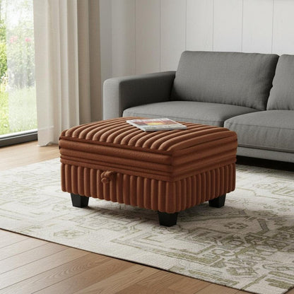 30" Black Faux Fur Storage Ottoman HomeRoots