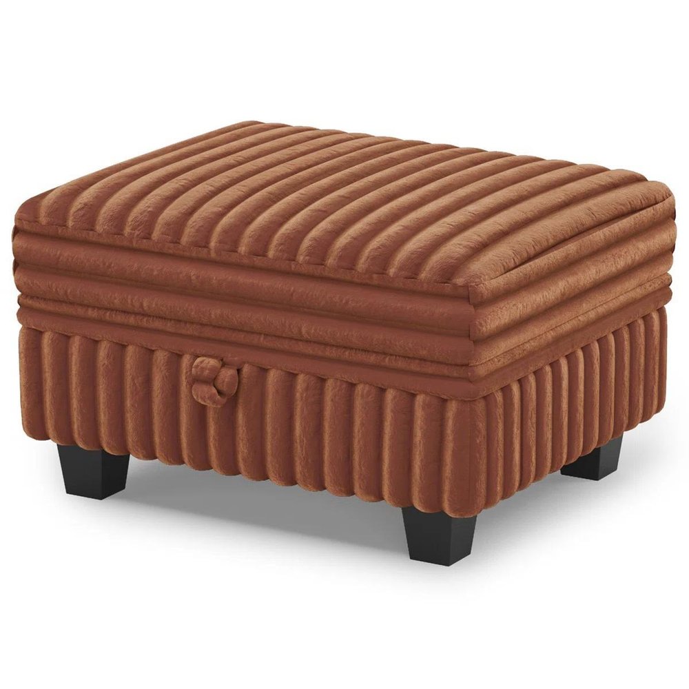 30" Black Faux Fur Ottoman With Storage HomeRoots