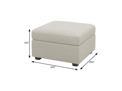 30" Beige And Black Chenille Ottoman With Storage HomeRoots