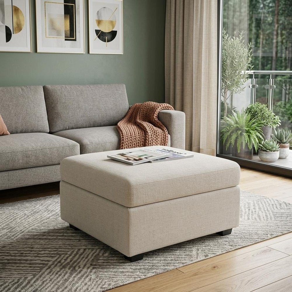 30" Gray and Black Corduroy Storage Ottoman HomeRoots