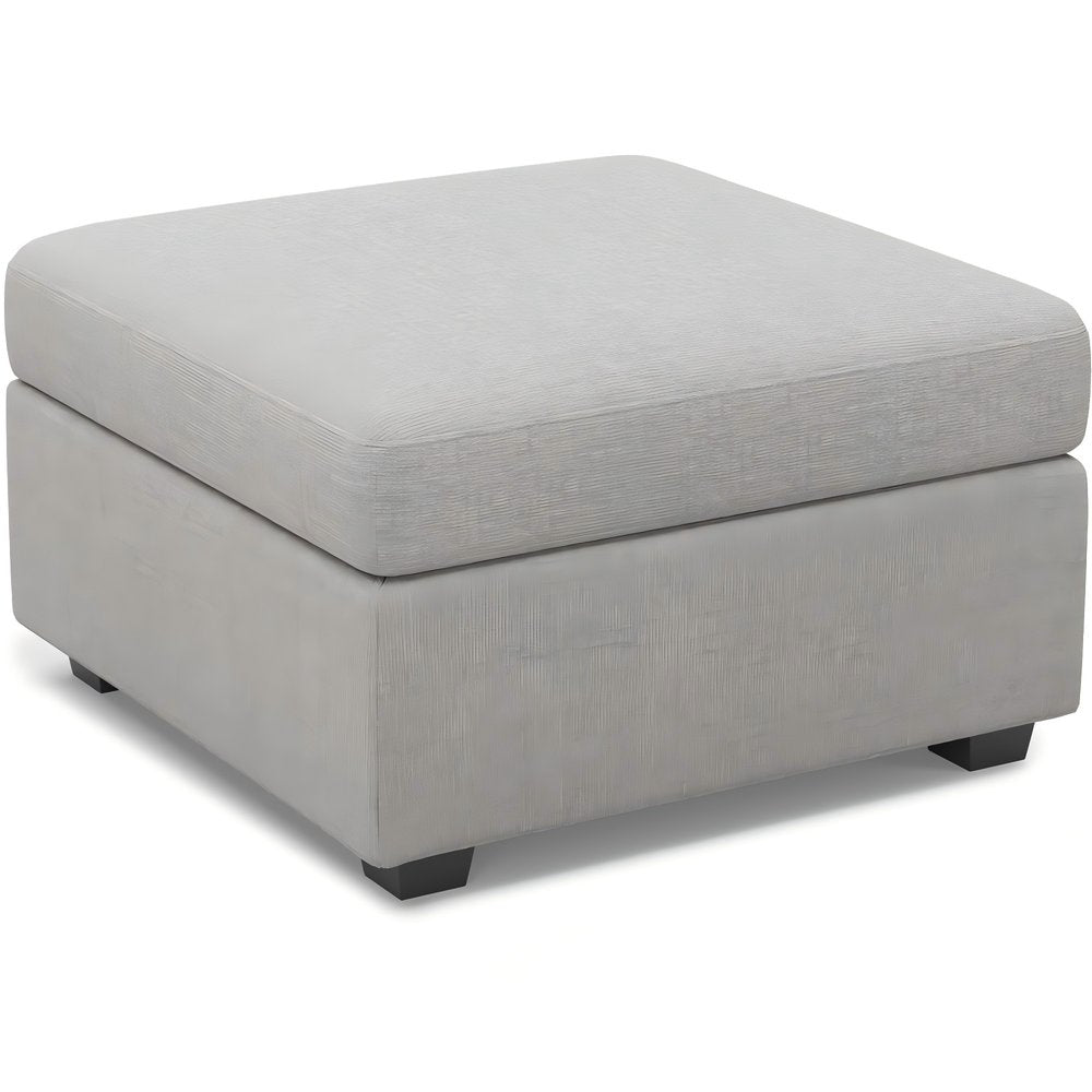 30" Beige And Black Chenille Ottoman With Storage HomeRoots
