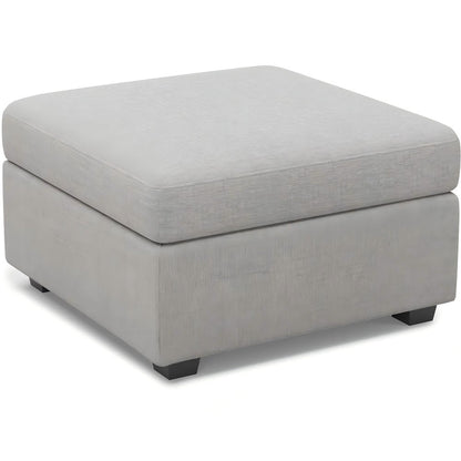 30" Beige And Black Chenille Ottoman With Storage HomeRoots