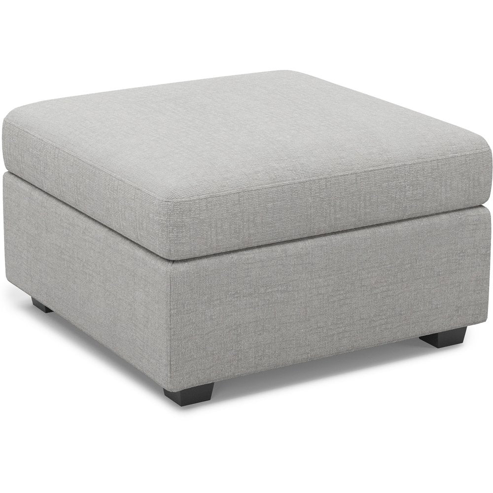 30" Beige And Black Chenille Ottoman With Storage HomeRoots