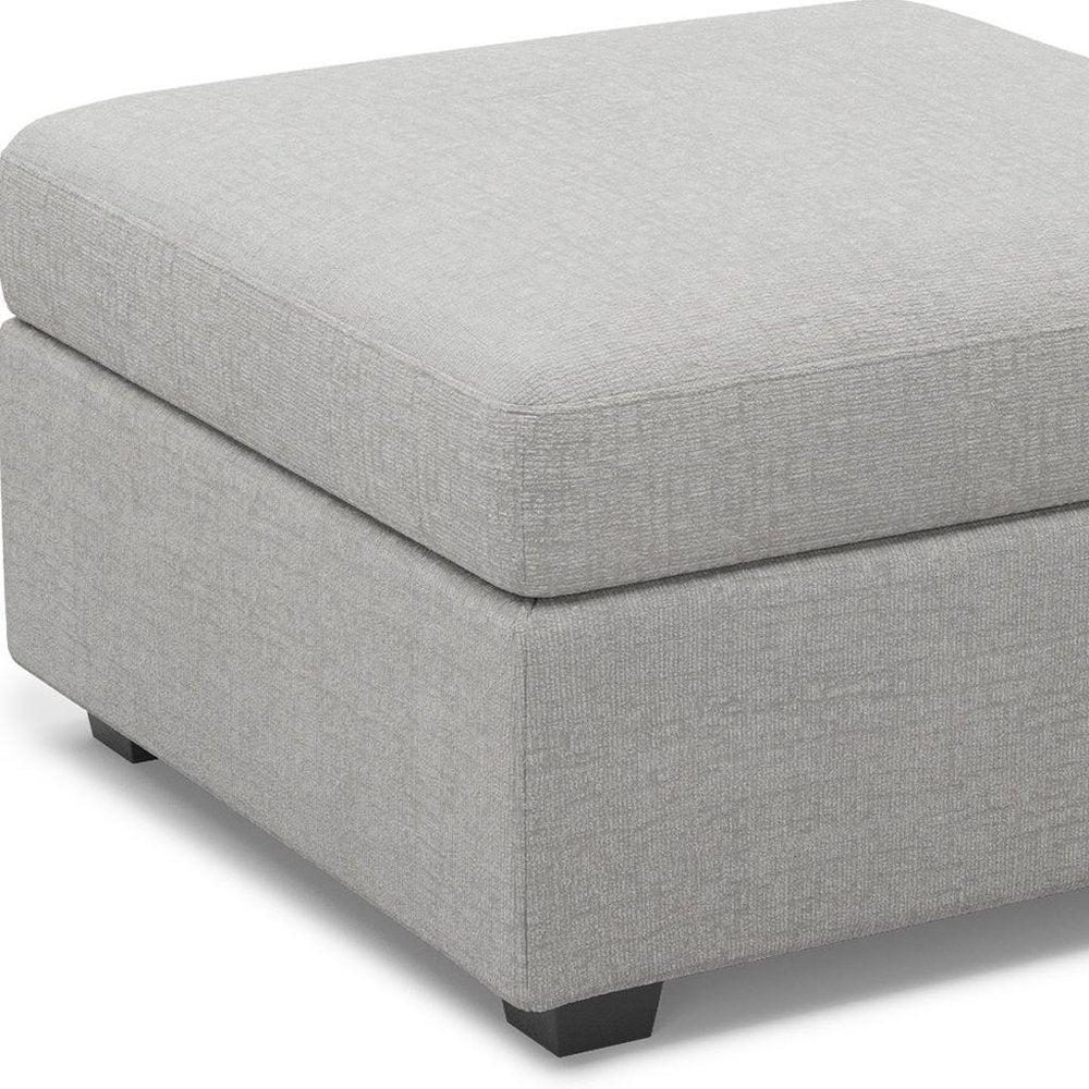 30" Beige And Black Chenille Ottoman With Storage HomeRoots