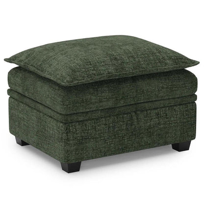 30" Green and Black Chenille Storage Ottoman HomeRoots