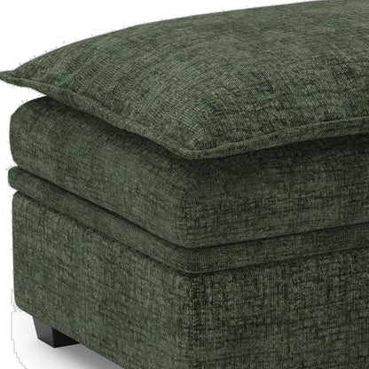 30" Green and Black Chenille Storage Ottoman HomeRoots