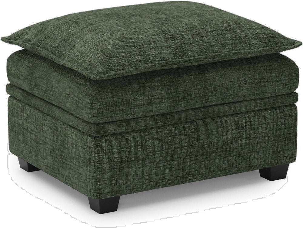 30" Green and Black Chenille Storage Ottoman HomeRoots