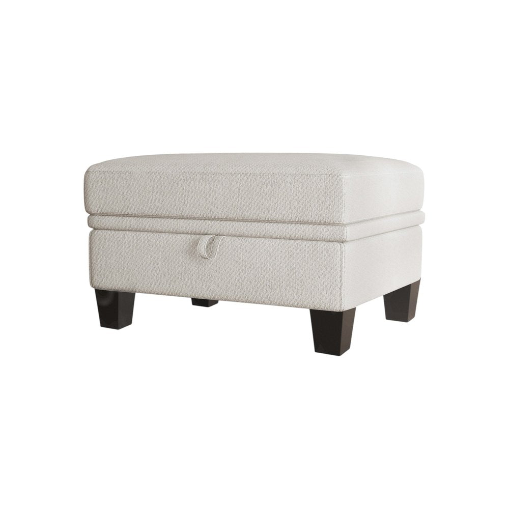 29" Beige And Black Chenille Ottoman With Storage HomeRoots