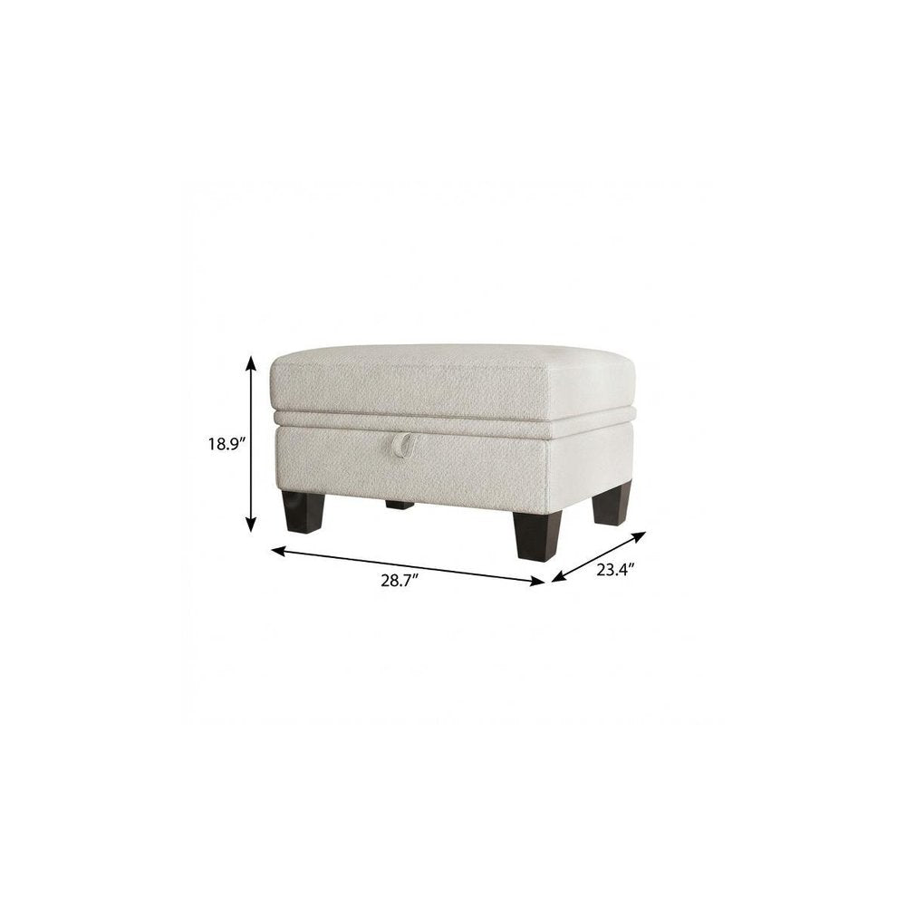 29" Beige And Black Chenille Ottoman With Storage — view 6