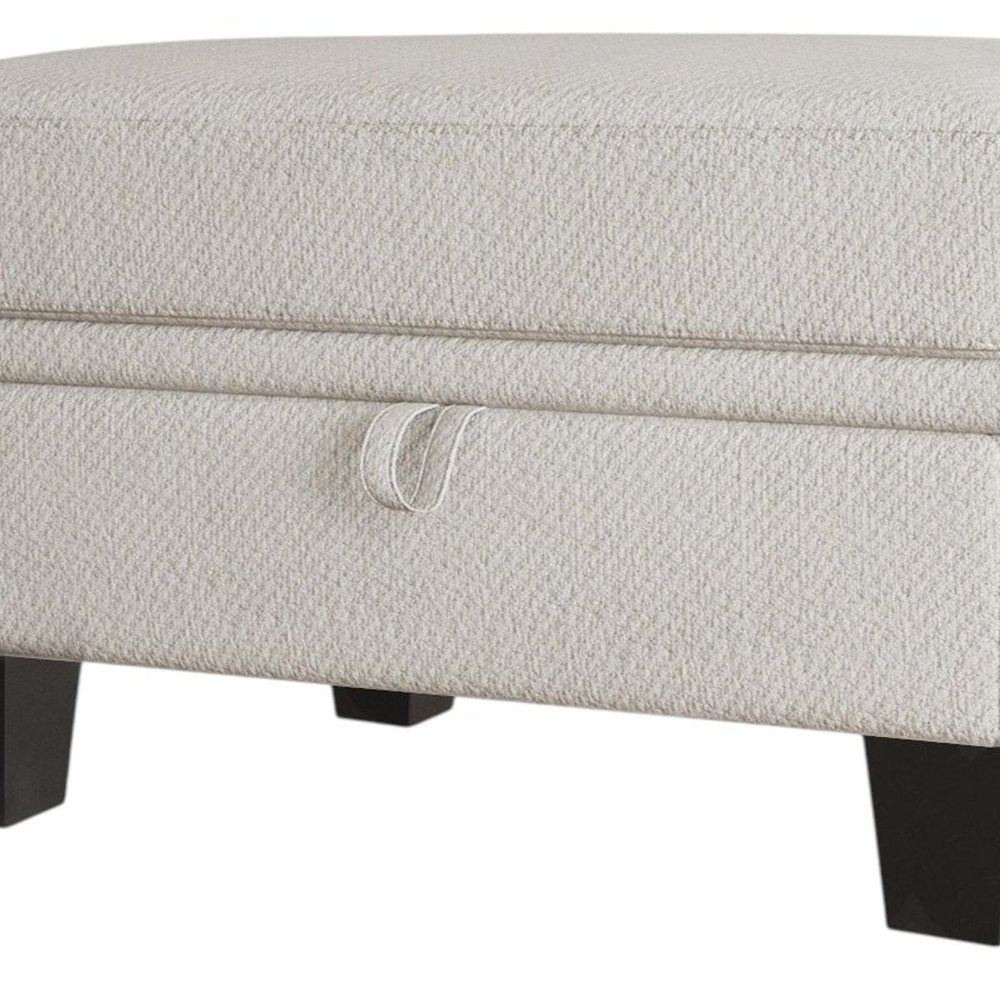 29" Beige And Black Chenille Ottoman With Storage — view 4