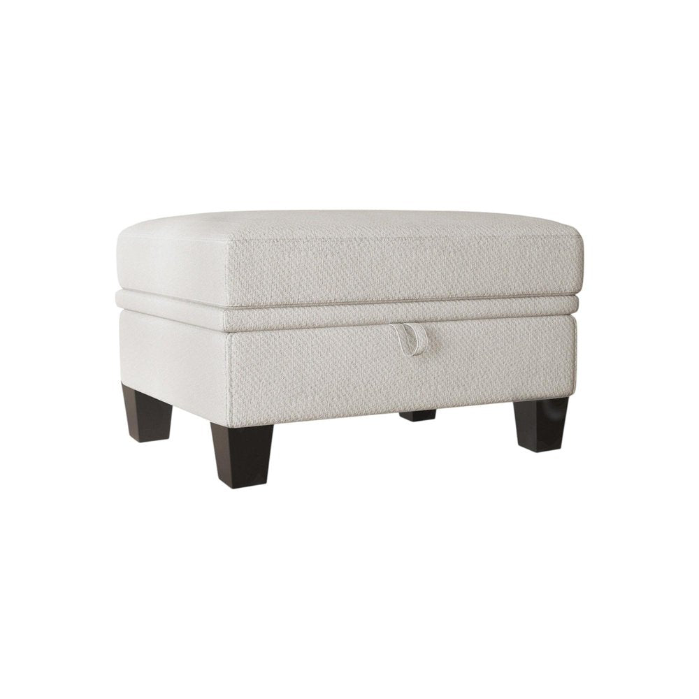 29" Beige And Black Chenille Ottoman With Storage HomeRoots