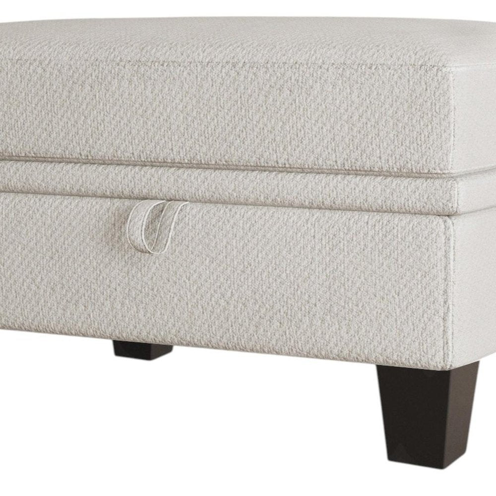 29" Beige And Black Chenille Ottoman With Storage HomeRoots