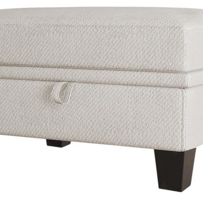 29" Beige And Black Chenille Ottoman With Storage HomeRoots