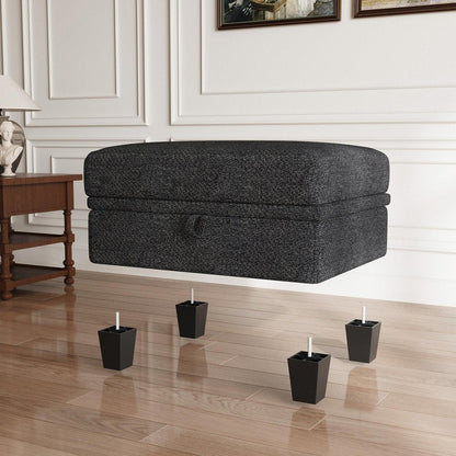 29" Gray And Black Chenille Ottoman With Storage HomeRoots