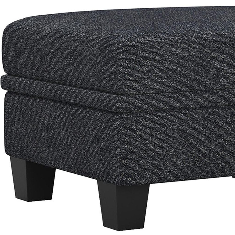 29" Gray And Black Chenille Ottoman With Storage HomeRoots