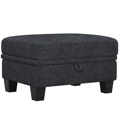 29" Gray And Black Chenille Ottoman With Storage HomeRoots