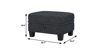 29" Gray and Black Chenille Storage Ottoman HomeRoots