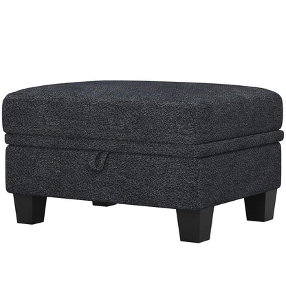 29" Gray And Black Chenille Ottoman With Storage HomeRoots