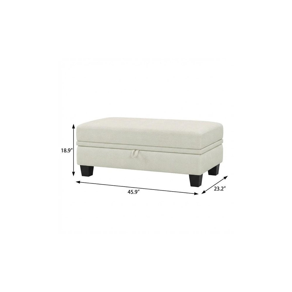 46" Beige And Black Chenille Ottoman With Storage HomeRoots
