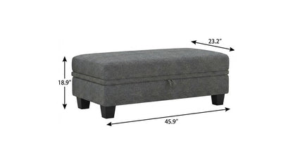 46" Beige And Black Chenille Ottoman With Storage HomeRoots